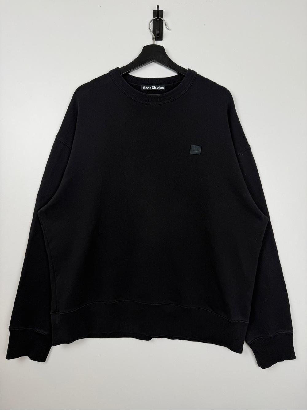 Acne Studios Fairview Face Crewneck Long Sleeve Sweatshirt Black Medium